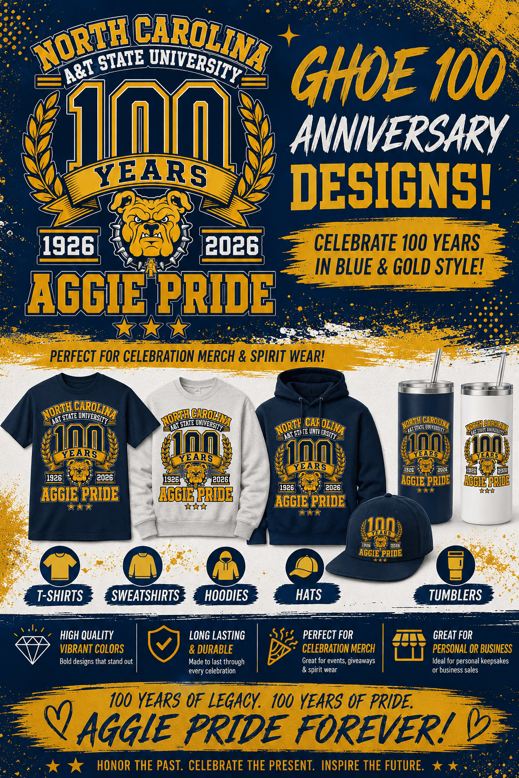 GHOE 100 commemorative range — apparel, headwear, and drinkware