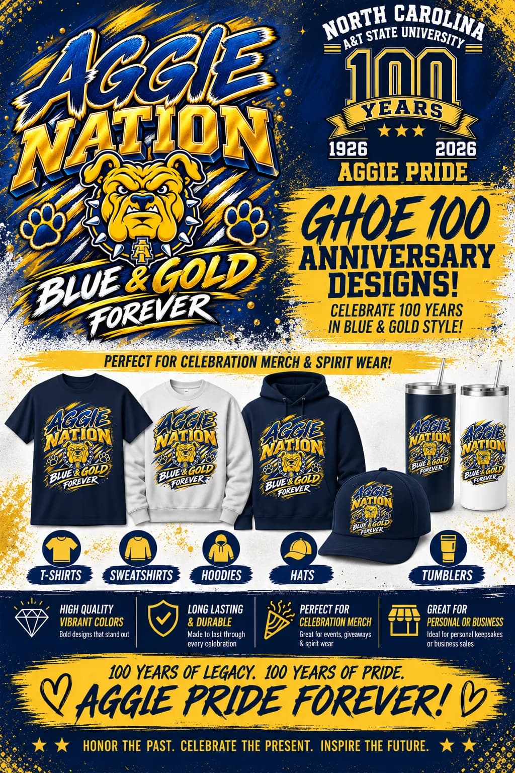 GHOE 100 commemorative range — apparel, drinkware, and keepsakes