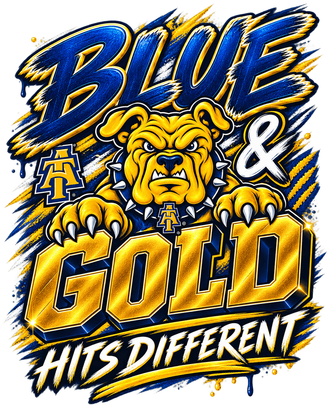 Blue & Gold Hits Different anniversary design